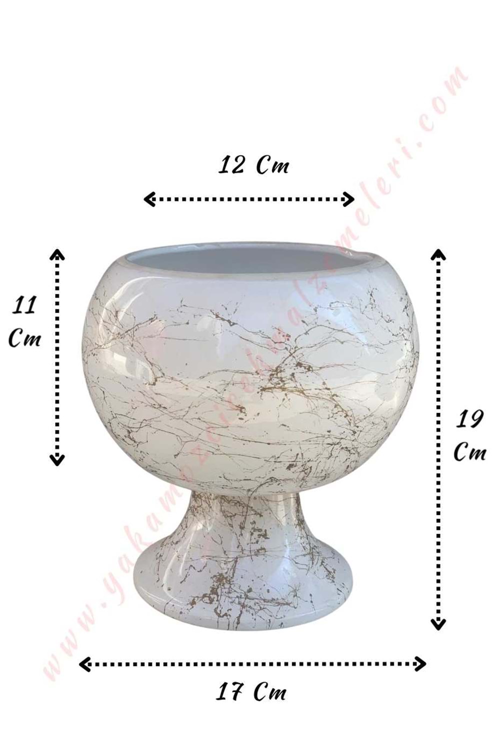 Ayaklı Seramik Top Saksı Çap 17 Cm Yükseklik 19 Cm - Beyaz