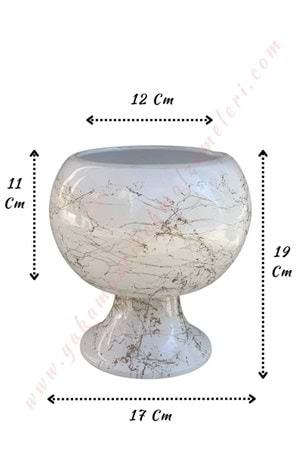 Ayaklı Seramik Top Saksı Çap 17 Cm Yükseklik 19 Cm - Beyaz