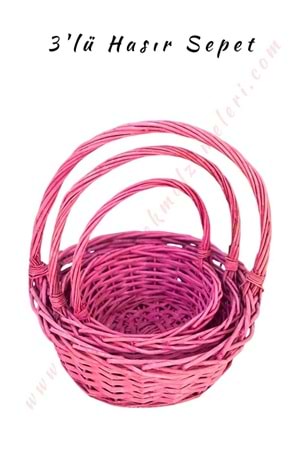 3 lü Sepet Set Farklı Boylarda 3 Boy YK-20 - Pembe