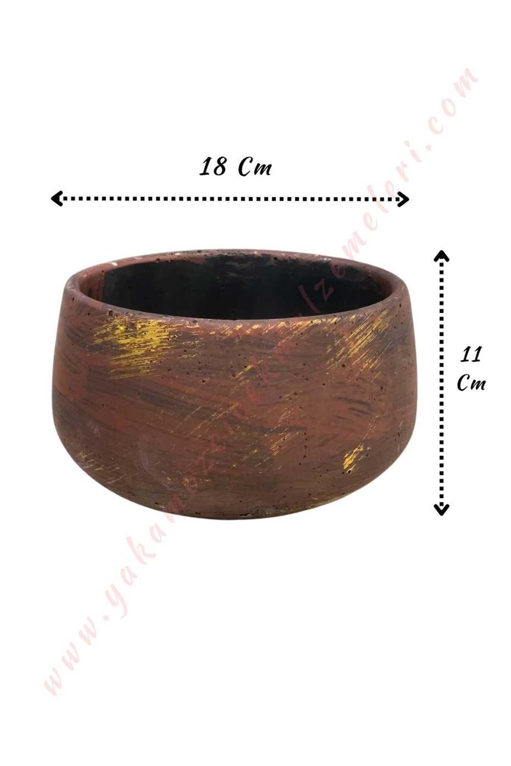 Kahverengi Beton Saksı Çap 18 Cm Yükseklik 11 Cm