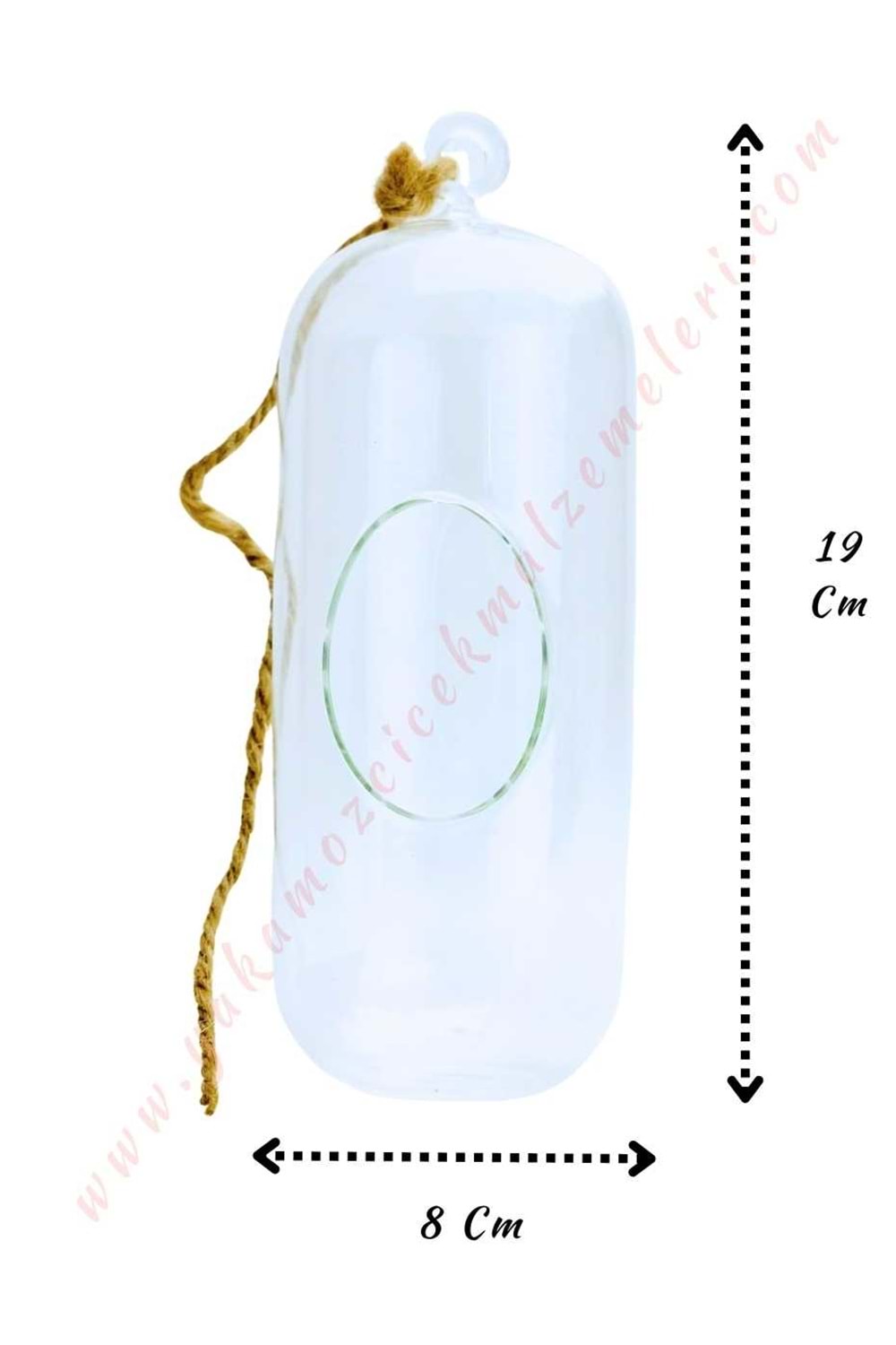 Dekoratif Cam Uzun Kandil Mumluk 8*8*19 Cm