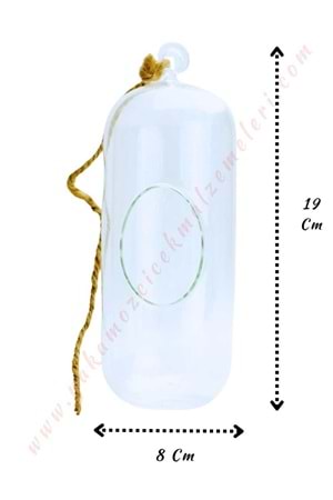 Dekoratif Cam Uzun Kandil Mumluk 8*8*19 Cm