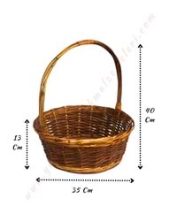 Yuvarlak Aranjman Sepeti Yılbaşı Metuş Çap 35 Cm Yükseklik 40 Cm