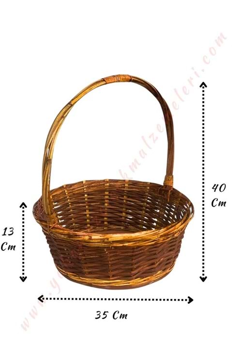 Yuvarlak Aranjman Sepeti Yılbaşı Metuş Çap 35 Cm Yükseklik 40 Cm