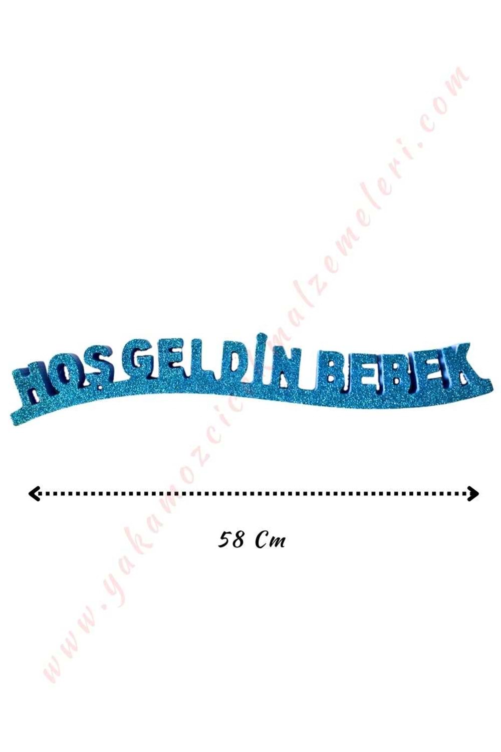 Simli Strafor Doğum Günü Süsü 58 Cm - Hoşgeldin Bebek Mavi