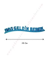 Simli Strafor Doğum Günü Süsü 58 Cm - Hoşgeldin Bebek Mavi
