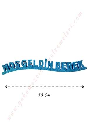 Simli Strafor Doğum Günü Süsü 58 Cm - Hoşgeldin Bebek Mavi