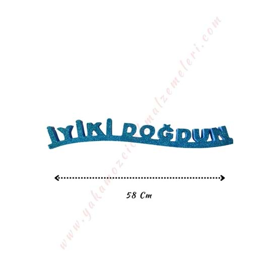 Simli Strafor Doğum Günü Süsü 58 Cm - İyi Ki Doğdun Mavi