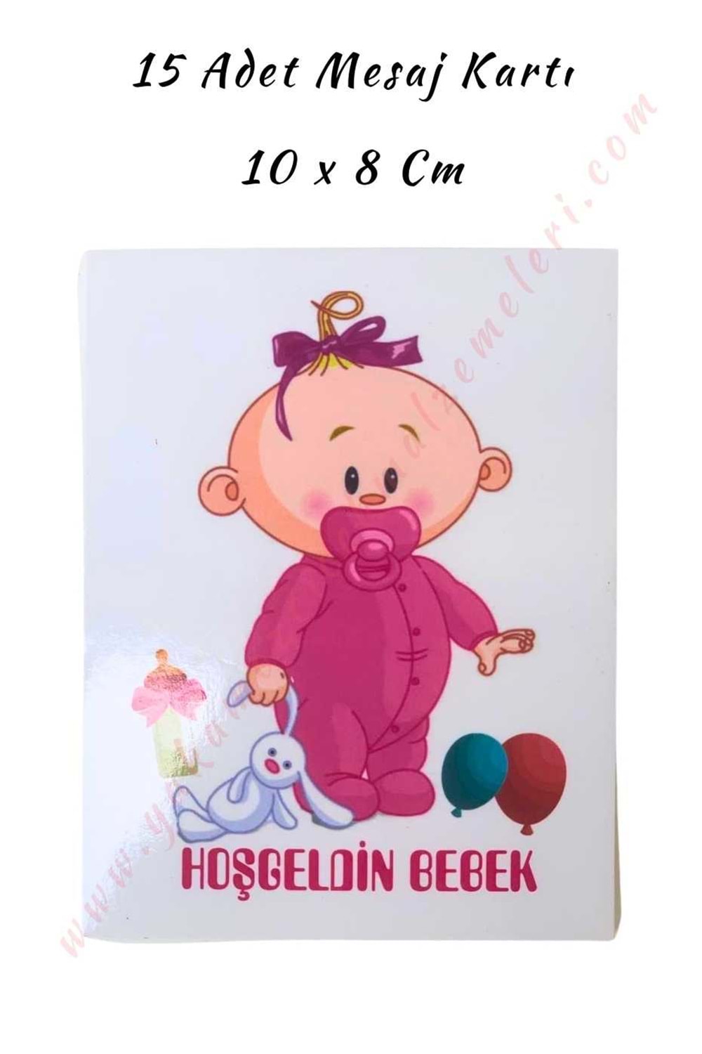 15 Adet Özel Gün Mesaj Kartı - Açık Pembe