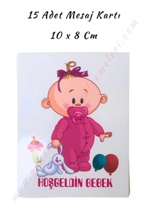 15 Adet Özel Gün Mesaj Kartı - Açık Pembe