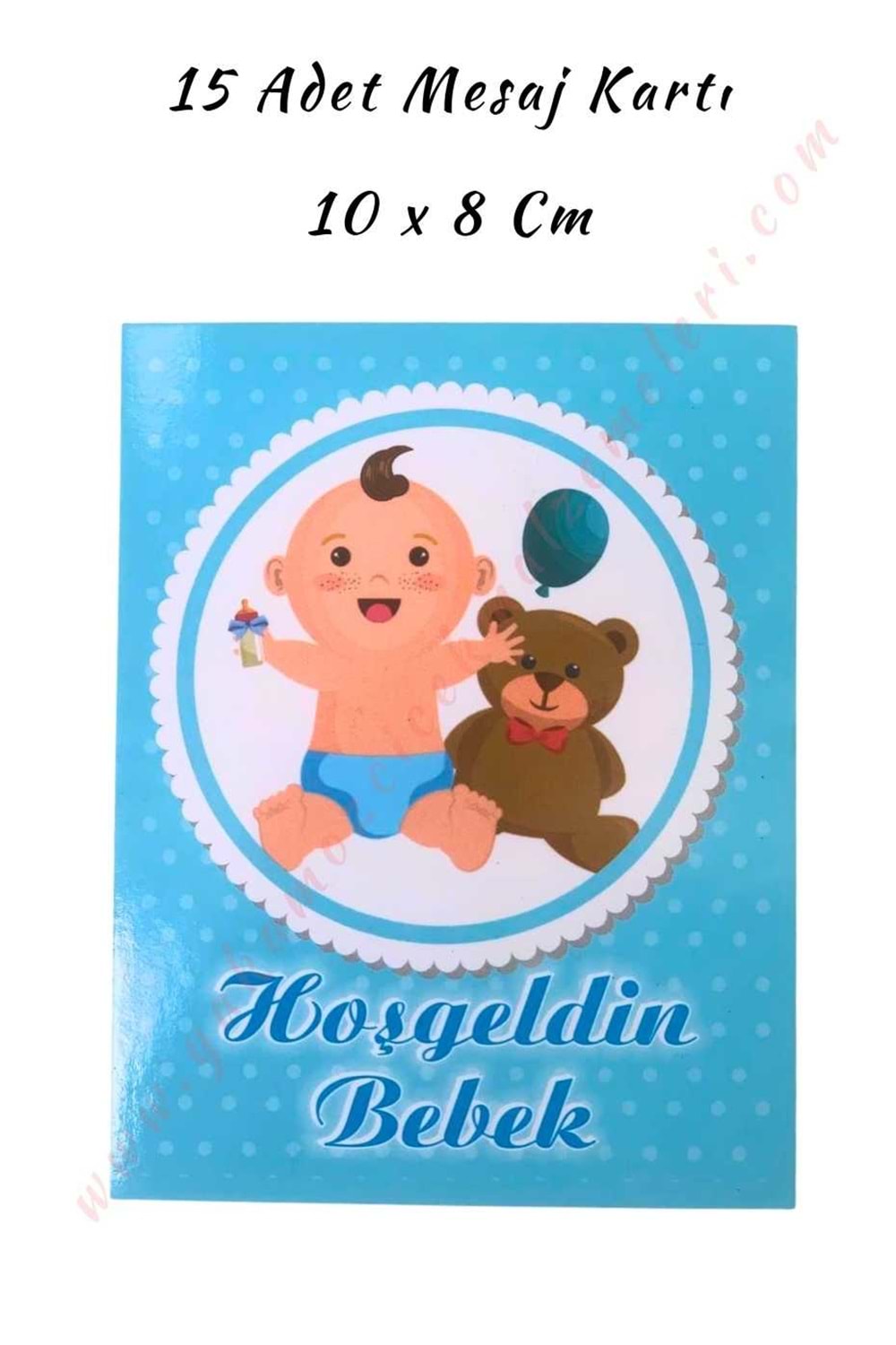 15 Adet Özel Gün Mesaj Kartı - Mavi