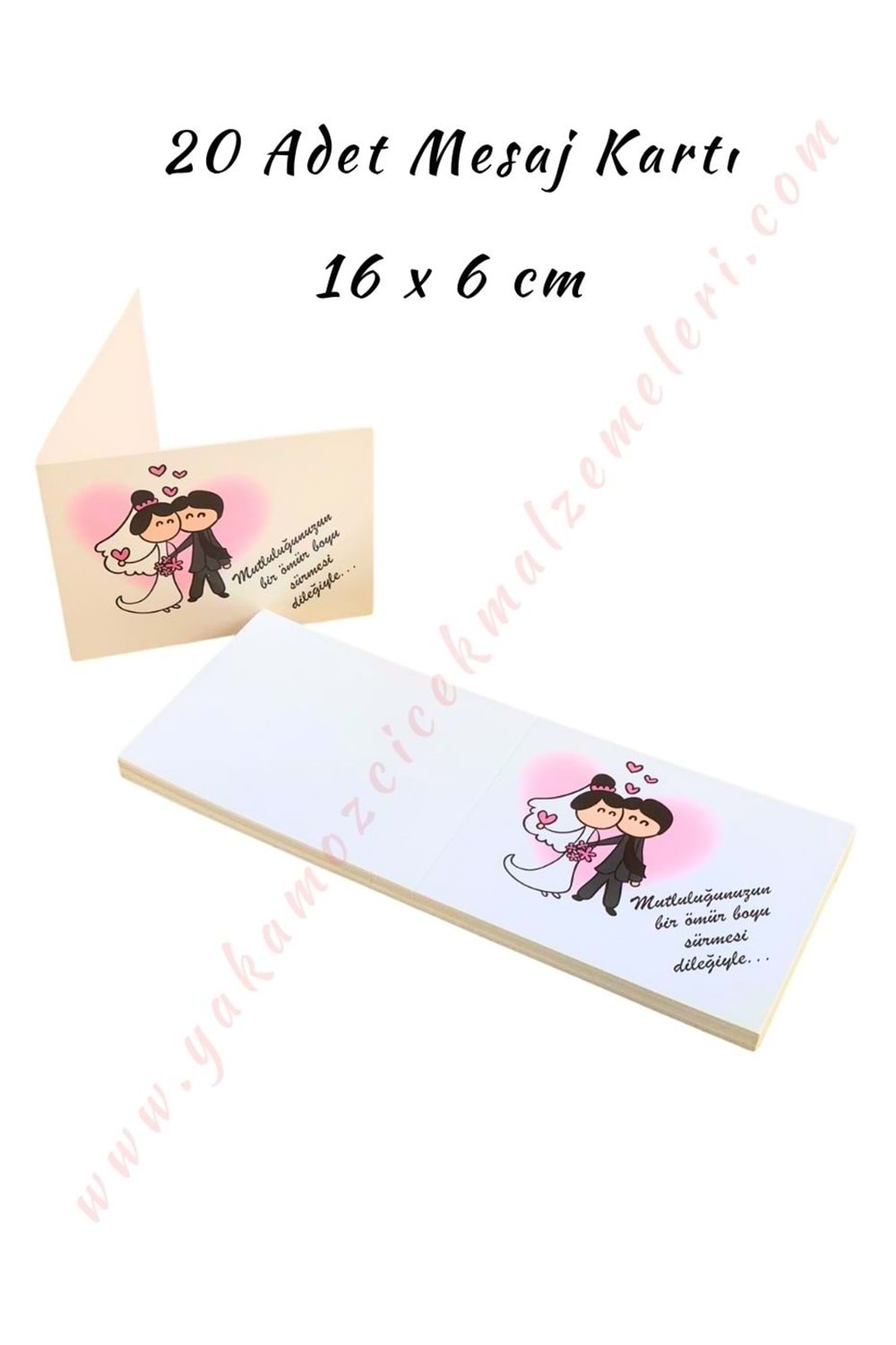 20 Adet Mesaj Kartı - Mutluluğunuzun Bir Ömür Boyu Sürmesi Dileğiyle