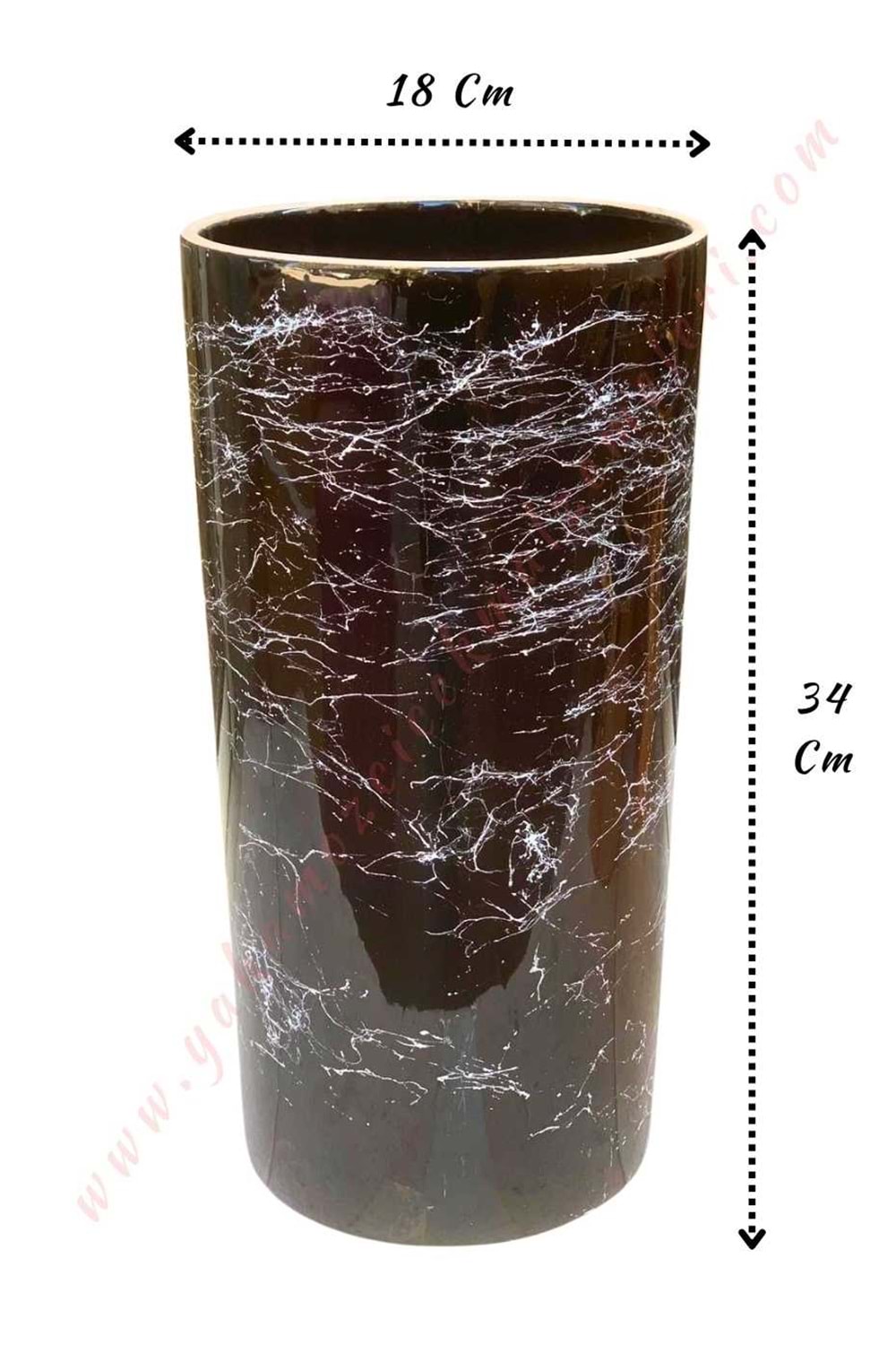 Uzun Silindir Seramik Vazo Çap 18 Cm Yükseklik 34 Cm