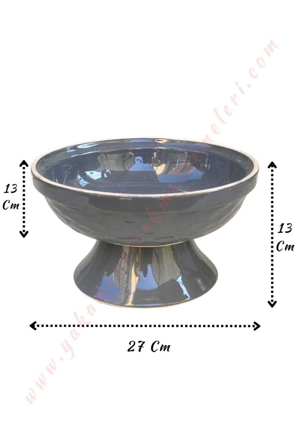 Ayaklı Seramik Küçük Çanak Saksı Çap 20 Cm Yükseklik 12 Cm - Gri