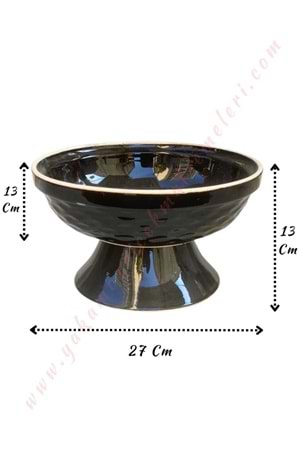 Ayaklı Seramik Küçük Çanak Saksı Çap 20 Cm Yükseklik 12 Cm - Siyah