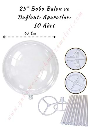 Bobo Balon ve Bağlantı Aparatları - 25 İnch - 10 Adet