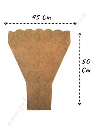 Çiçek - Buket Paketleme Poşeti Desenli 100 Adet 45*50 Cm YK-348 - Kahverengi