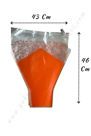 Çiçek - Buket Paketleme Poşeti Desenli 100 Adet 43*46 Cm YK-349 - Turuncu
