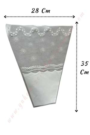 Çiçek - Buket Paketleme Poşeti Desenli Beyaz 100 Adet 28*35 Cm YK-309