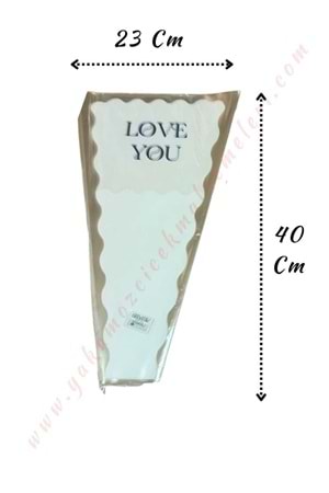 Çiçek - Buket Paketleme Poşeti Desenli 50 Adet 23*40 Cm YK-290 - Beyaz