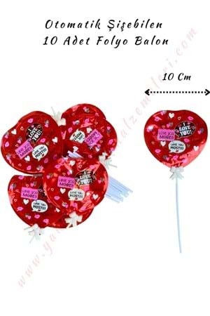 Kendi Kendine Şişen Folyo Balon 10 Adet YK-338 - Pembe-Siyah