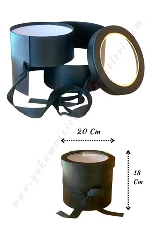 Açılabilir Bölmeli Şeffaf Kapaklı Silindir Kutu Çap 20 Cm YK-327 - Siyah