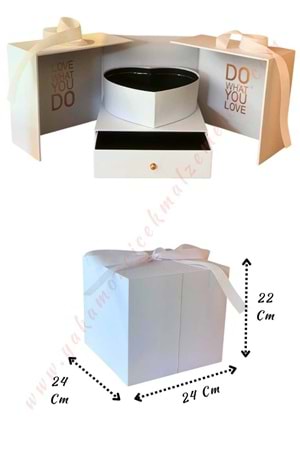 Kalpli Çekmeceli Çiçek Çikolata Hediye Sunum Kutusu YK-328 - Beyaz