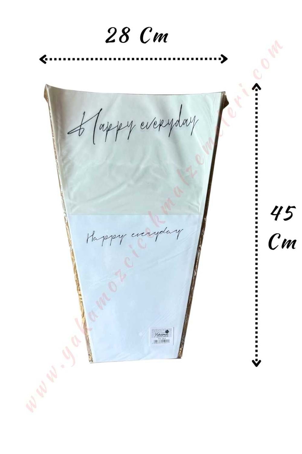 Çiçek - Buket Paketleme Poşeti Happy Everyday Yazılı 20 Adet 28*45 Cm YK-263 - Beyaz