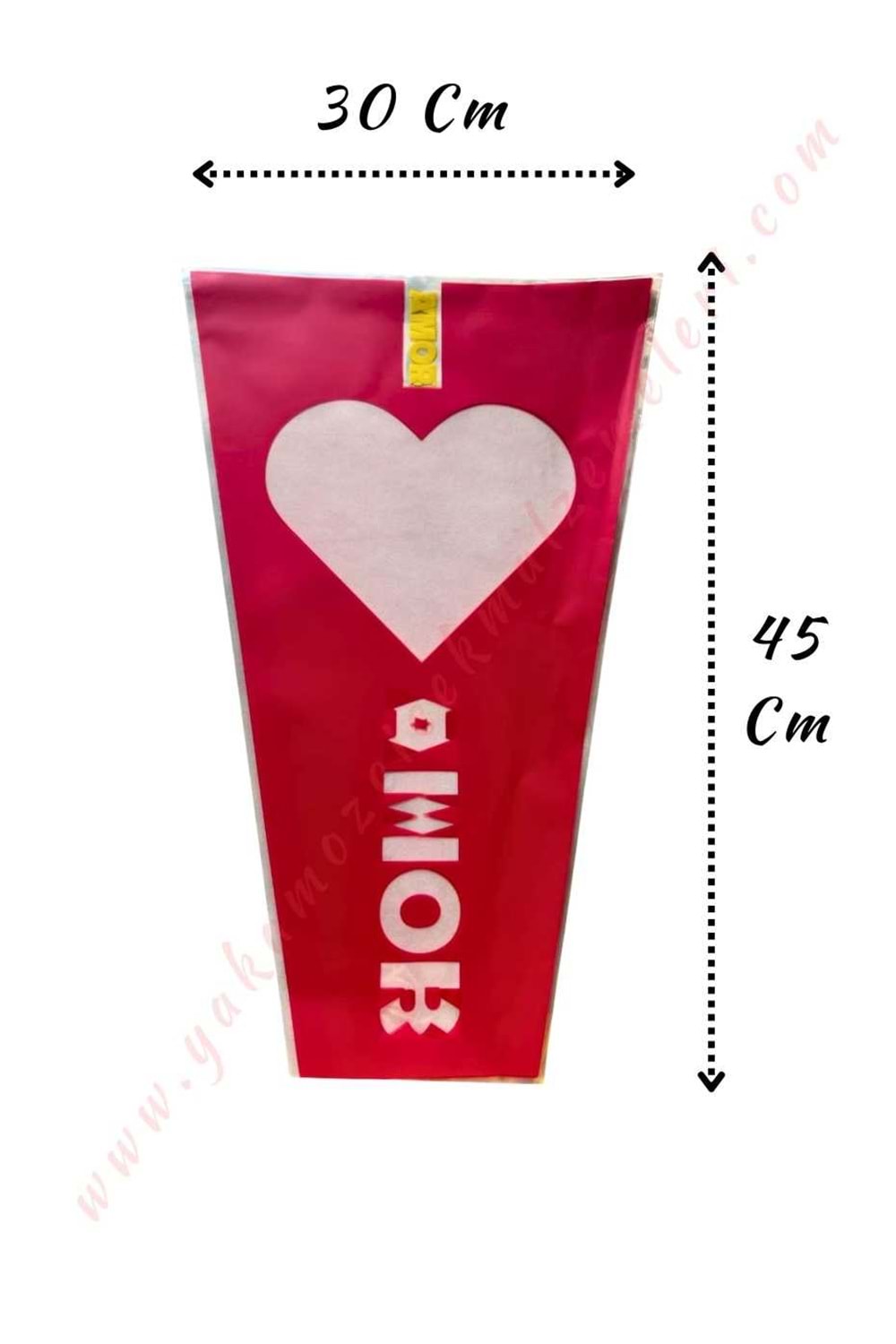 Çiçek - Buket Paketleme Poşeti Amor Yazılı 50 Adet 30*45 Cm YK-280 - Kırmızı