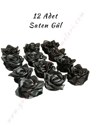 Saten Gül 12 li Paket YK-424 - Siyah