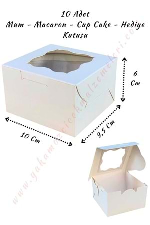 Mum Kutusu Pencereli Cup Kek Makaron Sunumuna Uygun 10*6 Cm 10 Adet