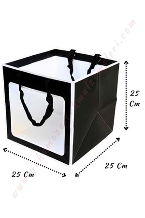 Pencereli Çiçek - Pasta Taşıma Çantası 10 Adet 25*25*25 Cm YK-2948