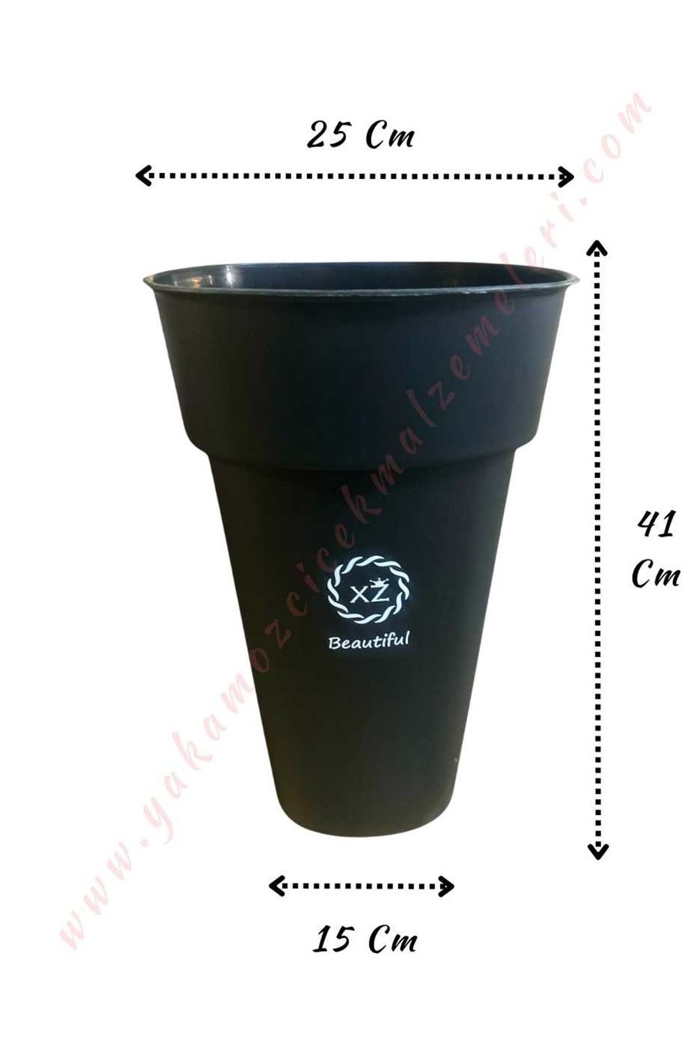 Plastik Kare Çiçek Kovası Büyük Boy XZ Beautiful 25*41 Cm - Siyah