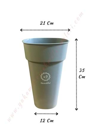 Plastik Kare Çiçek Kovası Küçük Boy XZ Beautiful 21*35 Cm - Gri