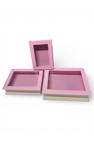 KUTU Pencereli Kitap 3 LÜ - Açık Pembe
