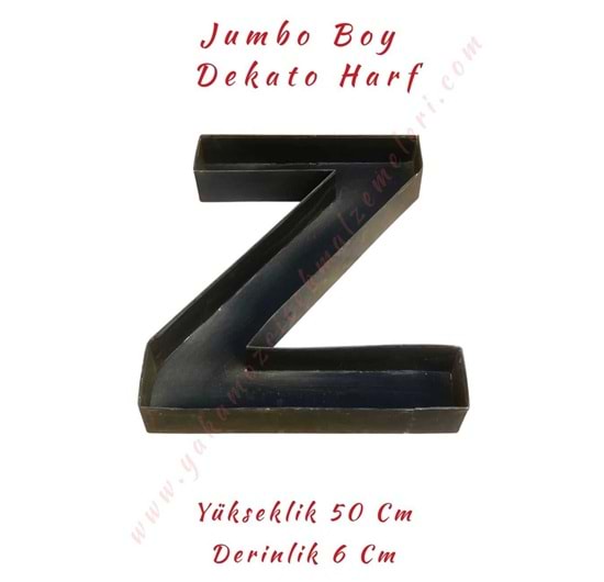 Z Jumbo Boy Dekato Harf Suya Dayanıklı Kesme - Canlı Çiçek Aranjman Altlığı - Z Harfi