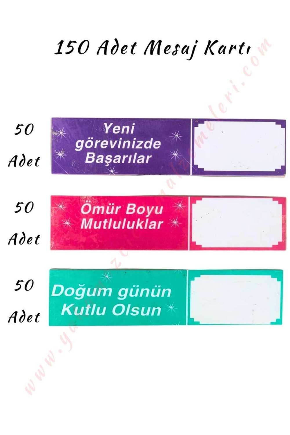 150 Adet Mesaj Kartı 50 x 3 Farklı Not