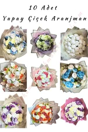 10 Adet Yapay Çiçek Buket Aranjman