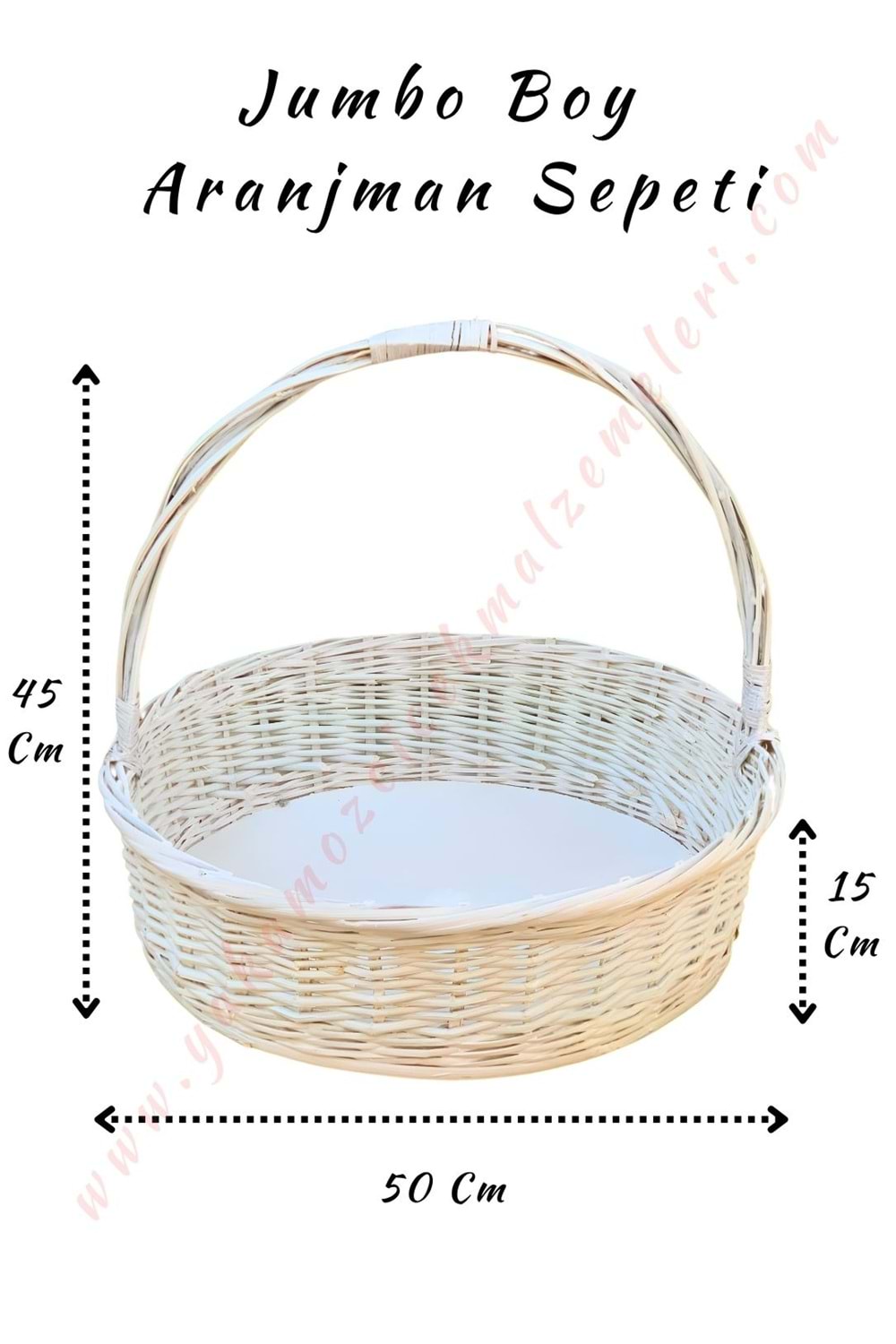 Aranjman Sepeti Yuvarlak Jumbo Boy Tek Saplı Beyaz Çap 50 Cm