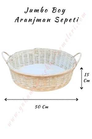 Aranjman Sepeti Yuvarlak Jumbo Boy Çift Saplı Beyaz Çap 50 Cm