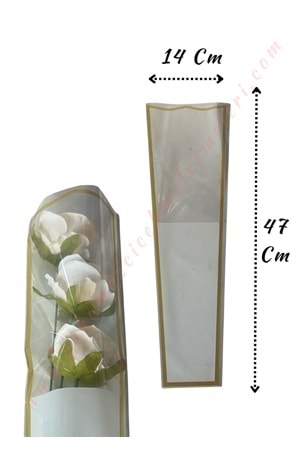 Çiçek Poşeti Geniş 50 Adet 14*47 Cm - Tek Güllük Büyük - Beyaz