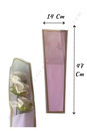 Çiçek Poşeti Geniş 50 Adet 14*47 Cm - Tek Güllük Büyük - Pembe